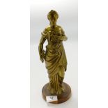 Victorian brass figure of Greek lady: reg mark noted to rear.