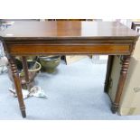 Victorian Mahogany Fold Over Games Table: rear leg in need of repair