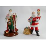 Lennox porcelain Father Christmas figures: height 24cm.