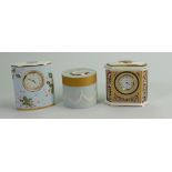 Three Wedgwood Decorative Mantle Clocks: height of tallest 9cm(3)