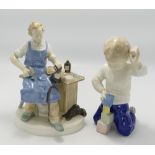 German ceramic figure of book maker: together with similar child (2)