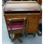 Taylor Products Leicester Mid Century Childs Roll Top Desk & Chair: