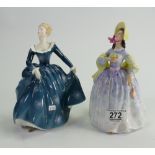 Royal Doulton lady figures: Fragrance HN2334 & Clare HN2793(2)