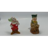 Royal Doulton toby jug Micawber and Disney Dopey spill vase figure (2):