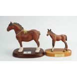 Beswick Adventure on plinth: together with Royal Doulton show horse on plinth (2)