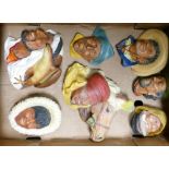 A collection of Bossons Plaster Wall Plaques to include: Desert Hawks, Pancho,Eskimo,