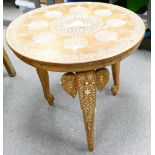Inlaid Indian Coffee table: with elephant head decoration,