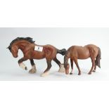 Beswick action shire : 2578 together with Royal Doulton grazing horse.