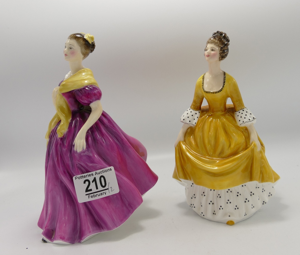 Royal Doulton Lady Figures:Adrienne HN2152 & Coralie HN2307(2)