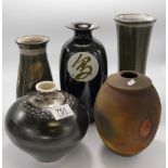 A collection of studio pottery to include: Francis Glanville Cooper vase,