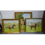 Three Gilt Framed Horse Racing Theme Prints(3):