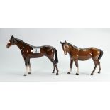 Beswick Bois Roussel brown gloss horse:701 together with mare facing left 976 (2)