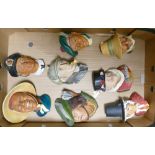 A collection of Bossons Plaster Wall Plaques to include: Welsh Lady, Coolie, Sea Captain,