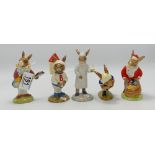 Royal Doulton Bunnykins Figures to include: Wee Willie Winkie DB270, Touchdown DB29, Santa DB17,