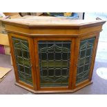 1930's Oak Cased Top to Bookcase: with Leaded Glass Doors, width 114cm,