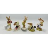 Royal Doulton Bunnykins figures: Olympic DB28, Knockout DB30, DownHill DB31,