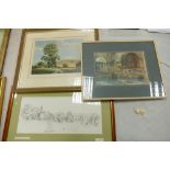 Framed Russell Flint Print: together with 2 other landscape prints(3)