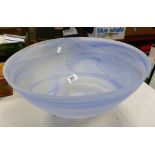 very Large Art Glass Blue Swirled Bowl: diameter 39cm