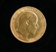 1909 gold half sovereign: Edward VII and St George and the dragon.