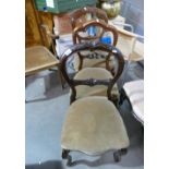 3 single Victorian dining or bedroom chairs: