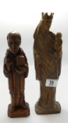 Two religious carved figures: