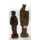 Two religious carved figures: