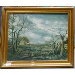 Gilt Framed Oil on Canvas landscape signed J Pataby: 39 x 49cm
