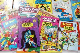 A collection of vintage comics & annuals to include: Double Double Justice league, Detective Comics,