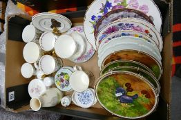 A mixed collection of items: to include commemorative cups, decorative wall plates,