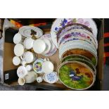 A mixed collection of items: to include commemorative cups, decorative wall plates,