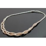 Silver platted flat kerb link Necklace, 26g.