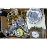 A mixed collection of items to include: Silver plated items, Pewter tankard,