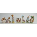Beswick Beatrix Potter Figures: Benjamin Bunny, Jemima Puddleduck, Foxy, Hunca Hunca Sweeping,