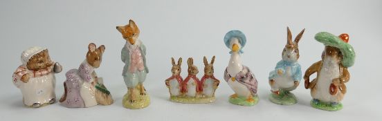 Beswick Beatrix Potter Figures: Benjamin Bunny, Jemima Puddleduck, Foxy, Hunca Hunca Sweeping,