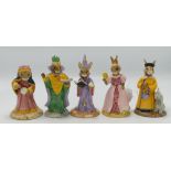 Royal Doulton Bunnykins figures: Fortune Teller DB218, Cinderella DB231, Wizard DB168,