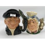 Royal Doulton Large Character Jugs: Lobster Man D6617 & The Cook & Cheshire Cat D6842(2)