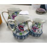 Keelings Losol ware graduated jug set: tallest height 19cm.