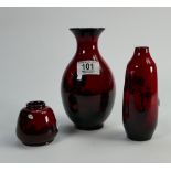 Royal Doulton Flambe Vases: largest with damage,