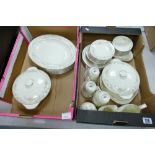 A large collection of Royal Doulton Diana Patterned Tea & Dinnerware: includes tea set, tureens,