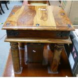 Teak occasional table: Wonky leg. 45.5 cm across.