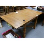 Oak Draw Leaf Table: on turned legs