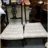 Two side chairs: One in mahogany and one ebonised. 75cm high tallest.