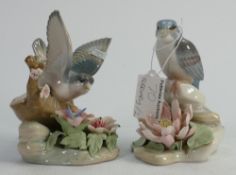 Lladro floral models of birds: comprising Kingfisher and Finch.
