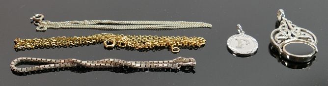 A collection off jewellery: including silver chains,