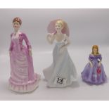 A collection of pottery lady figures including: Coalport & Paragon(3)