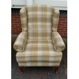 Modern Tartan Upholstered Armchair: