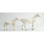 Beswick grey swish tail horse: together with Connemara horse ( boxed) (2)
