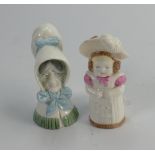 Royal Worcester candle snuffer as a girl in a feathered hat: Height 8.5cm.