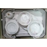 Part German porcelain dinner service: Includes lidded tureen, meat plate etc. 10 pieces.