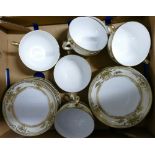 A collection of Noritake Fluergold tea cups and saucers: (some slight wear to gilding)(21).